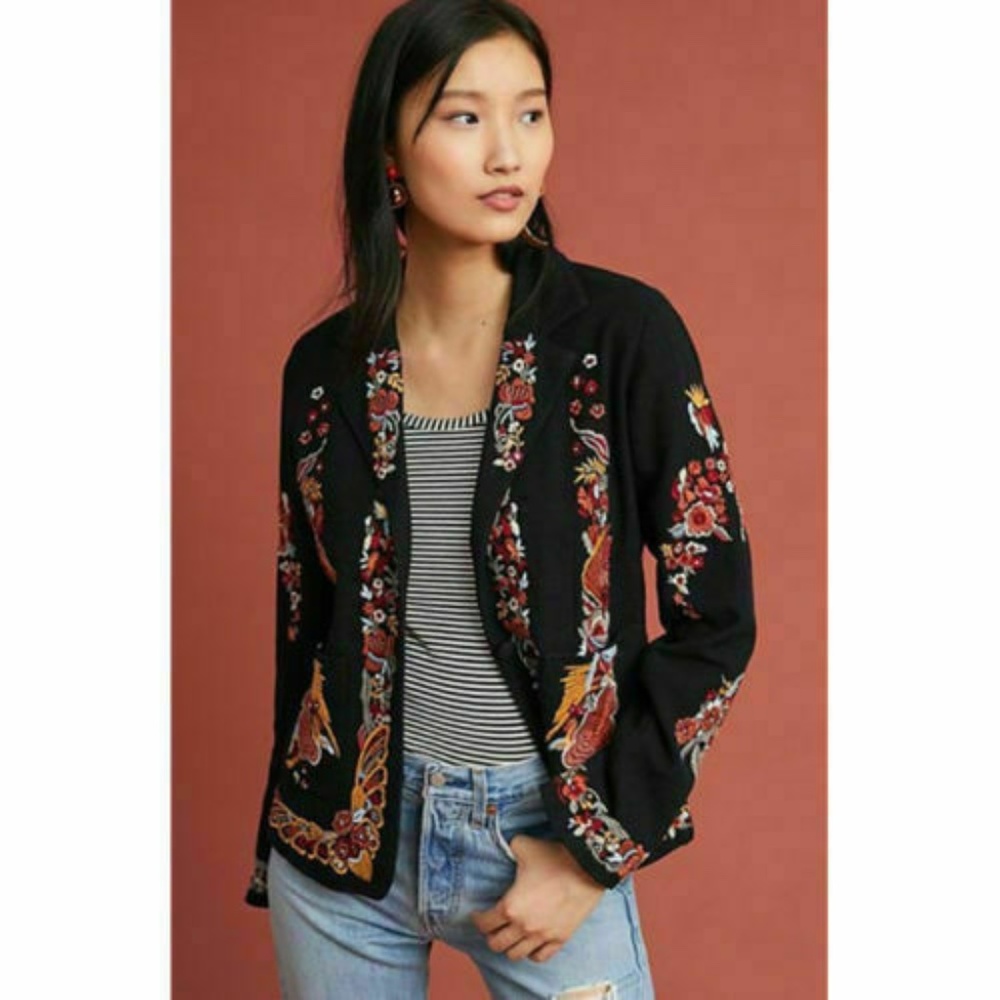 Anthropologie by Maeve ELLEN Embroidered Jacket